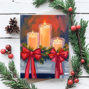 Guirnalda de velas de Navidad Pintura en acuarela