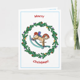 Guirnalda del navidad con el caballo mecedora