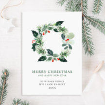 Guirnalda festiva de bayas de acebo Tarjeta de Nav