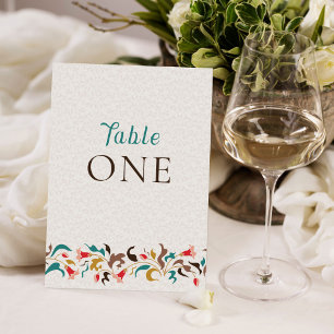 Guirnalda floral elegante moderna número de mesa d
