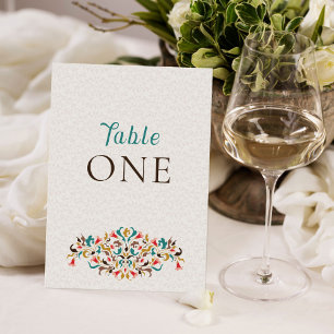 Guirnalda floral elegante moderna número de mesa d
