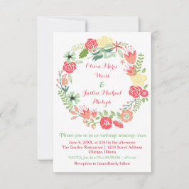 Guirnalda floral rosada - invitación de la boda