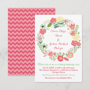 Guirnalda floral rosada - invitación de la boda