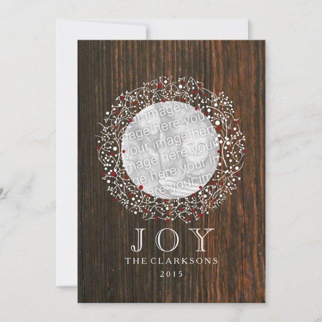 Guirnalda roja de las bayas + Navidad de madera (Anverso)