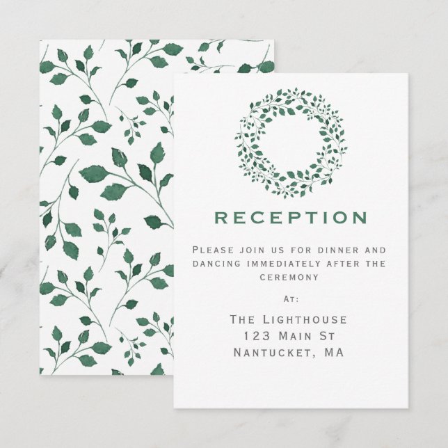 Guirnalda rústica de vegetación | Tarjeta de recep (Anverso / Reverso)