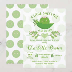 Guisante en las invitaciones de Baby Shower de una