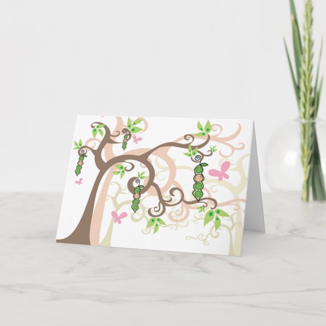 Guisante rosado en una tarjeta de Baby Shower del (Anverso)