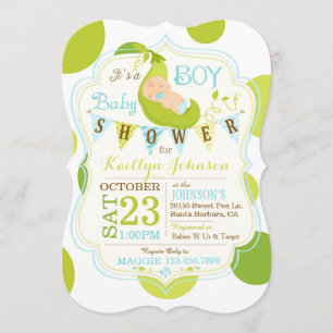 Guisantes en una invitación de Baby Shower del