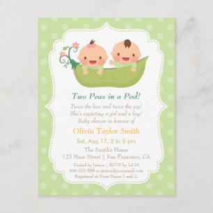 Guisantes lindos en las invitaciones de Baby