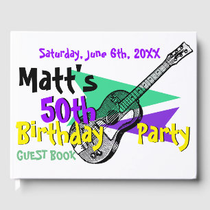 Guitar 50.º libro de invitados de fiesta de cumple