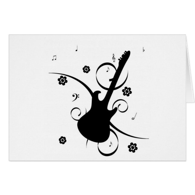 Guitar con notas musicales (Anverso (Horizontal))