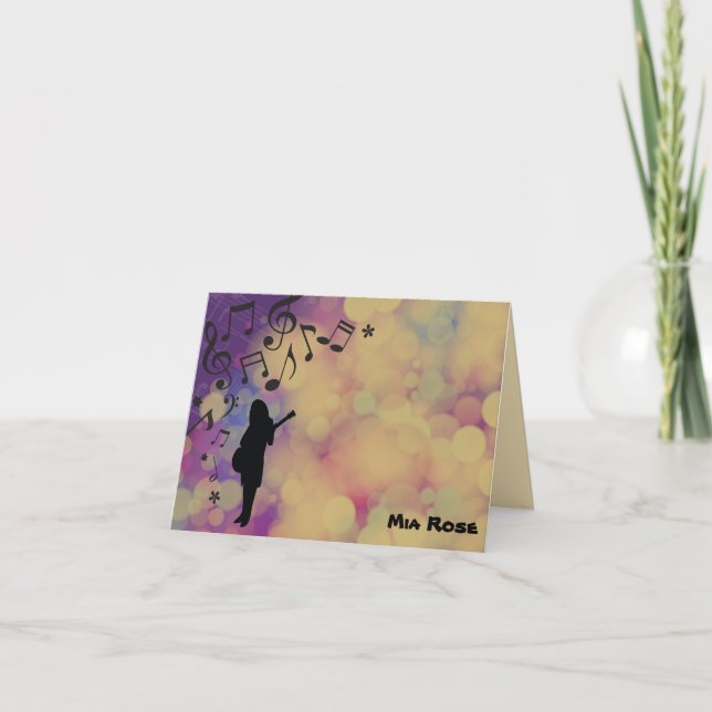 Guitar GirlBat Mitzvah Gracias tarjeta (Anverso)