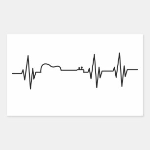 Guitar Heartbeat Pulse Make Music Square Pegatina
