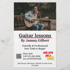 Guitar Lessons Flyer Impresión de doble cara