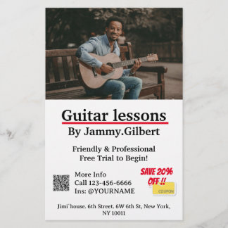Guitar Lessons Flyer Impresión de doble cara