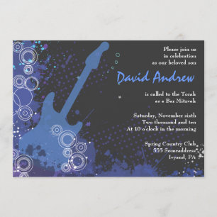 Guitar Musical Bar Bat Mitzvah Invitación Fiesta