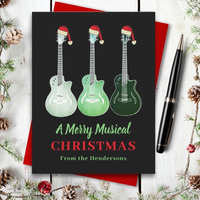 Guitar Navidad Alegre Musical Personalizada (Christmas guitar custom holiday card)