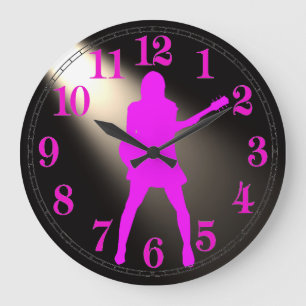 Guitar Siluhette para reloj de pared redondo (gran