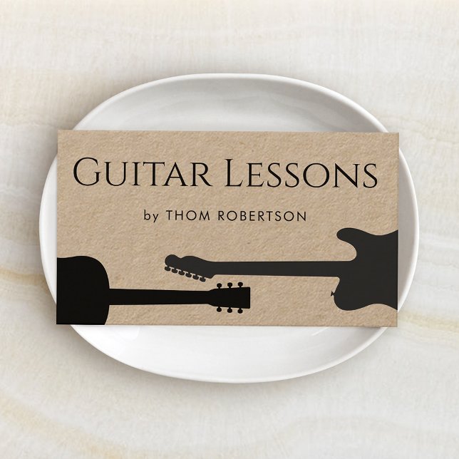 Guitar Teacher Kraft Tarjeta de negocios (Subido por el creador)