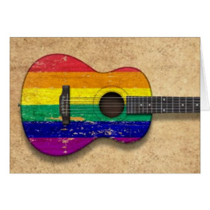 Guitarra acústica del arco iris de la bandera