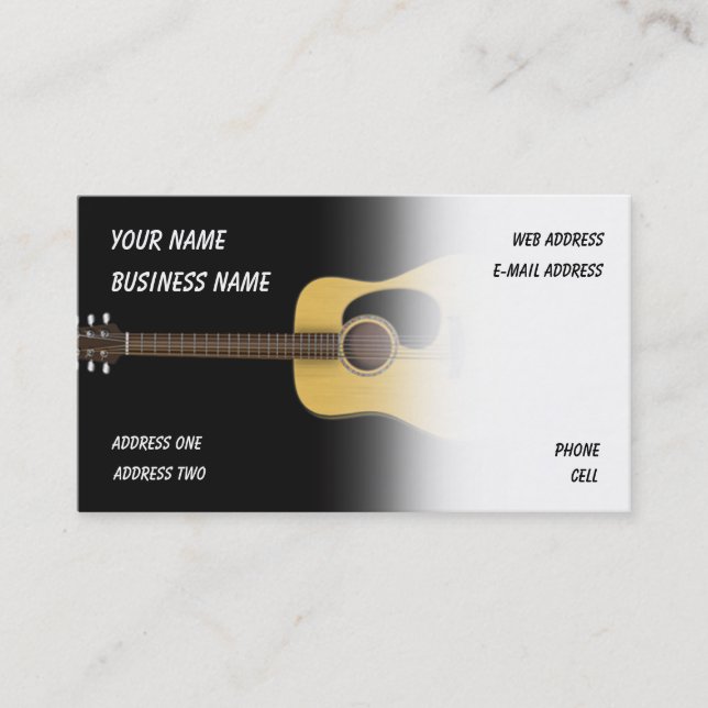 Guitarra acústica - Tarjeta de presentación musica (Anverso)