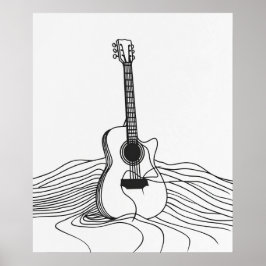 Guitarra arte moderno de la línea negra minimalist
