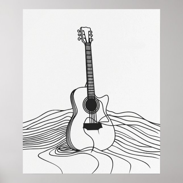 Guitarra arte moderno de la línea negra minimalist (Frente)