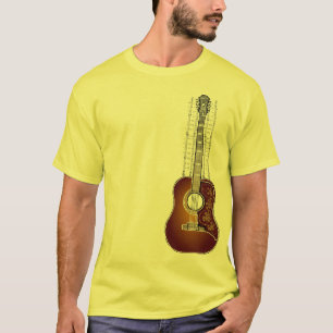 Guitarra con partitura - camiseta del vintage