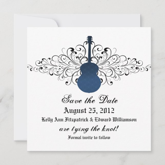 Guitarra de Blue Swirls Guardar la invitación de f (Anverso)