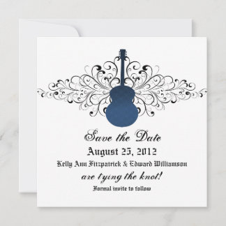 Guitarra de Blue Swirls Guardar la invitación de f