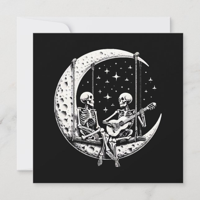 Guitarra de luna de pareja de esqueletos (Anverso)