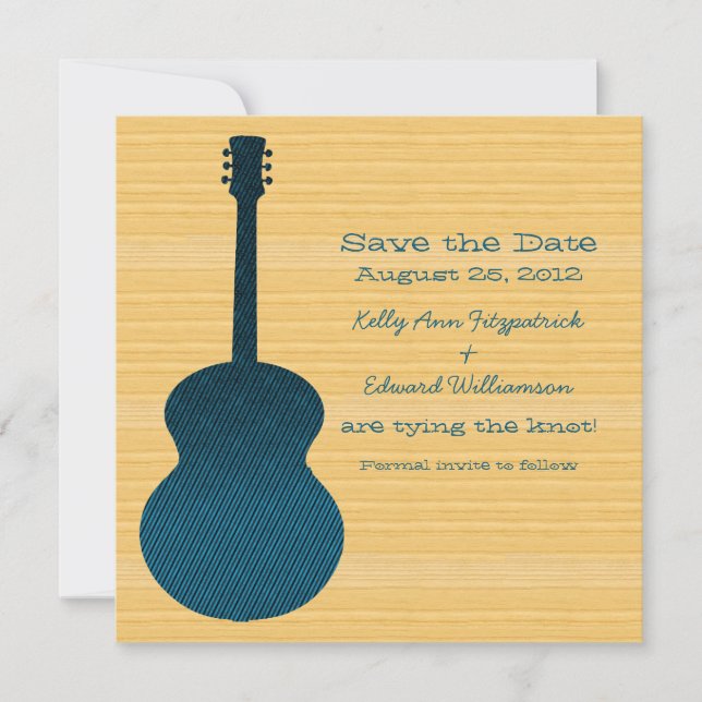 Guitarra de país azul Guardar la invitación de fec (Anverso)