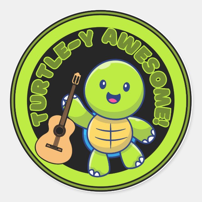 Guitarra de Pegatinas de tortuga malhumorada (Anverso)