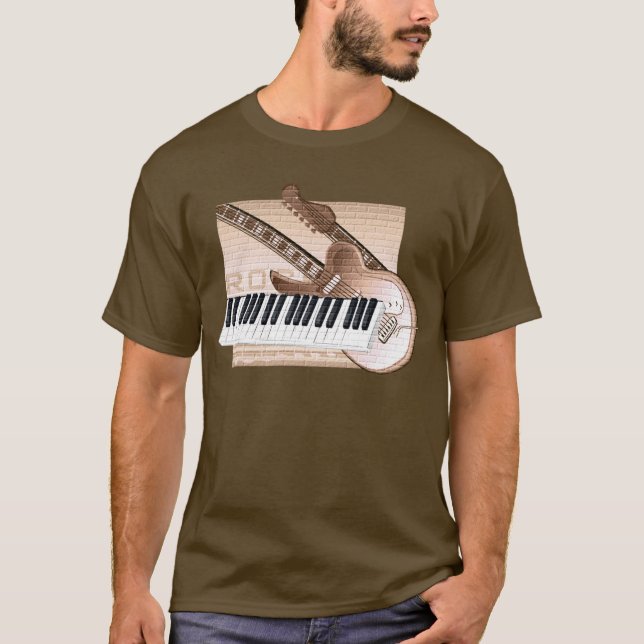 Guitarra del teclado de la camiseta del diseño del (Anverso)