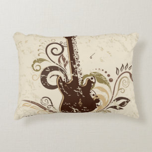 Guitarra divertida almohada decorativa reversible