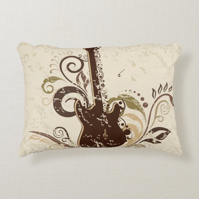 Guitarra divertida almohada decorativa reversible (Anverso)