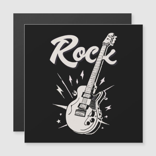 Guitarra eléctrica con palabra rock (Anverso/Reverso)