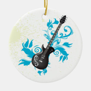 Guitarra eléctrica de hojas turquesa ornamento per