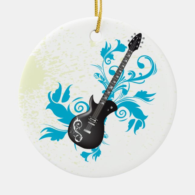 Guitarra eléctrica de hojas turquesa ornamento per (Frente)