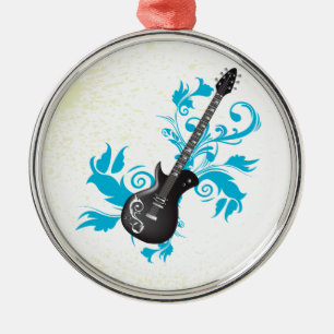 Guitarra eléctrica de hojas turquesa ornamento per