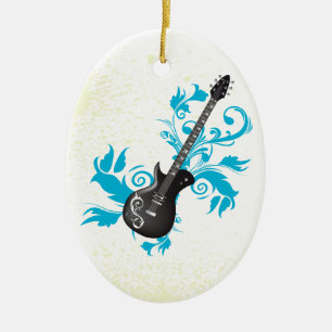 Guitarra eléctrica de hojas turquesa ornamento per