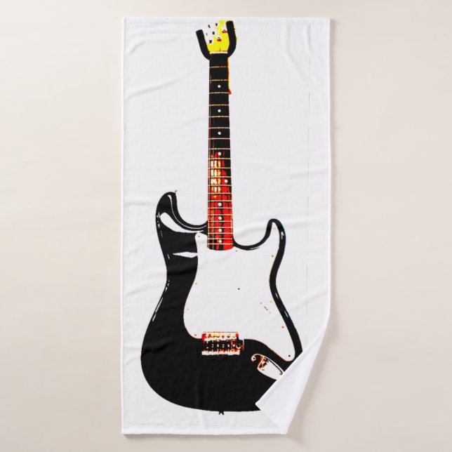 Guitarra eléctrica en negro (Toalla de baño)