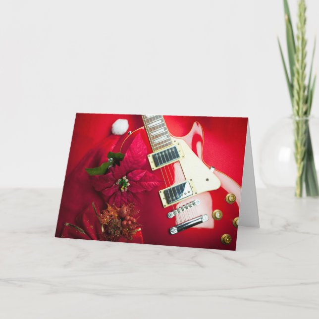 Guitarra Eléctrica Roja Con Ornamentos De Navidad (Anverso)