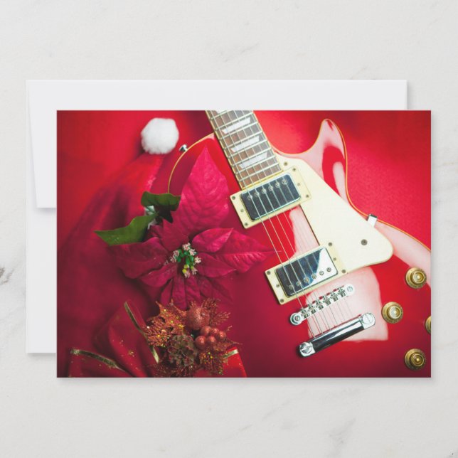 Guitarra Eléctrica Roja Con Ornamentos De Navidad (Anverso)
