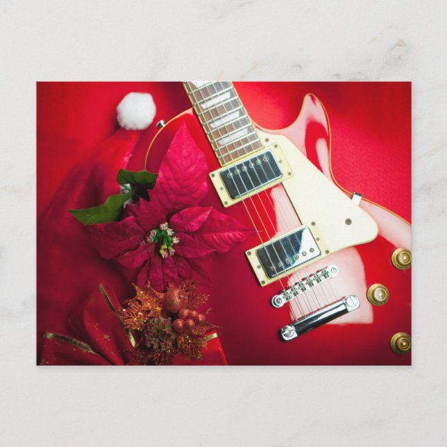 Guitarra Eléctrica Roja Con Ornamentos De Navidad (Anverso)