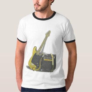Guitarra eléctrica y camiseta del arte del amperi