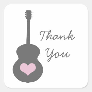 Guitarra Gris/Rosa Corazón Gracias Pegatinas