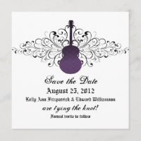 Guitarra Morada Swirls Guardar la invitación de fe