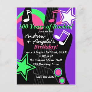 Guitarra: Postal de la invitación del cumpleaños