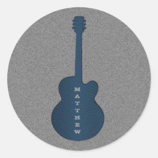 Guitarra rayada Pegatinas redondos, azul oscuro